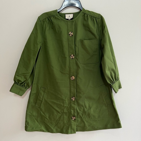 Tuckernuck Dark Green Blake Button Up Boxy Mini Dress, XS - Picture 2 of 10